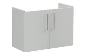 VitrA Root Flat 80cm 2 Door Wall Hung Slim Washbasin Unit - Shiny Pearl Grey
